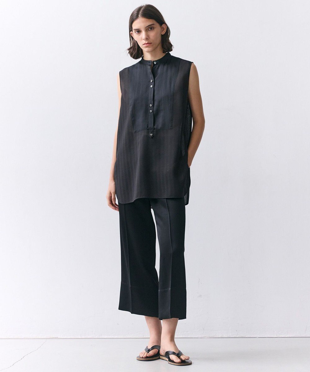 BEIGE， CASSITER / リネンブレンド サテンクロップドパンツ 