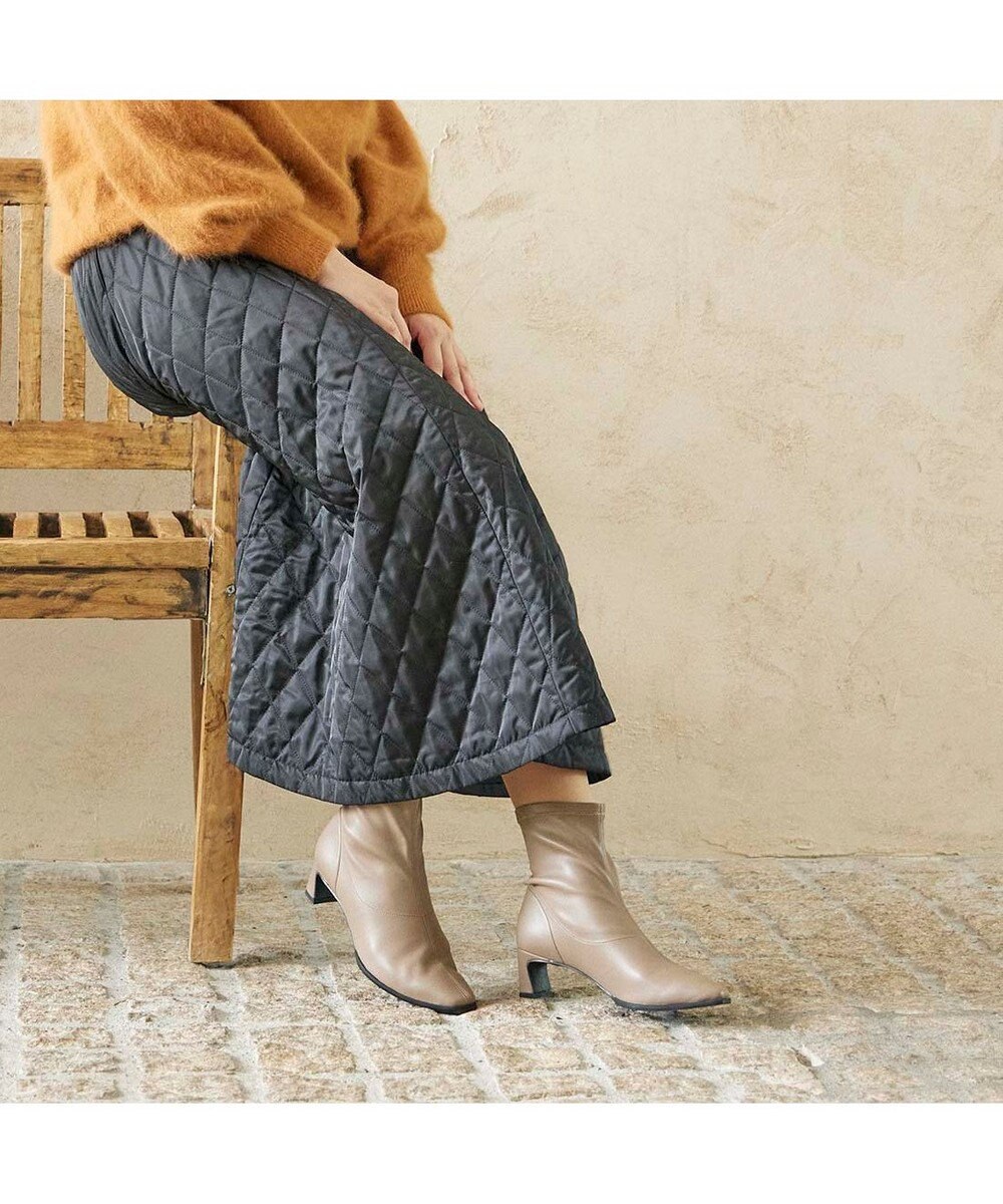 MODE ET JACOMO <carino>【レイン対応】フレアヒールストレッチブーツ 