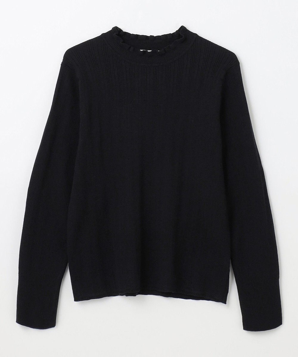 ANY 【洗濯機可/吸湿発熱】フリルネックリブニット 