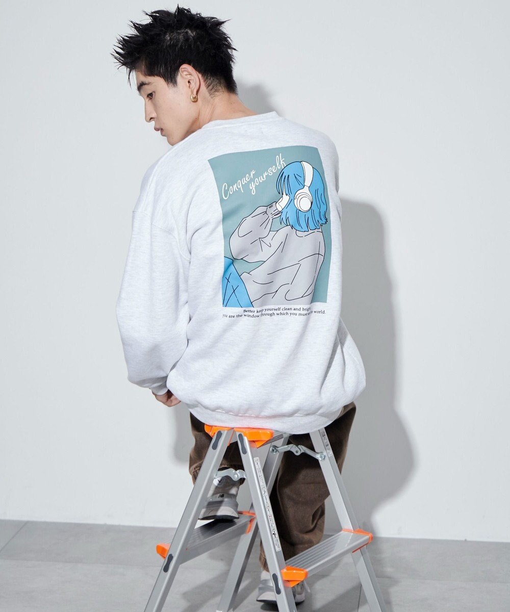 WEGO 【ユニセックス着用ITEM】ガールイラストグラフィックプルオーバー 