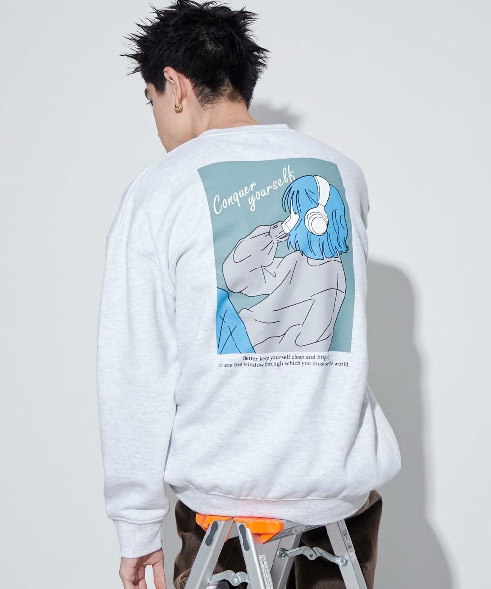 WEGO 【ユニセックス着用ITEM】ガールイラストグラフィックプルオーバー 