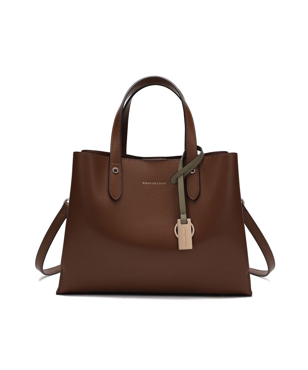 style code 【MERCURYDUO/マーキュリーデュオ】両アオリポケットサイド配色大開き開口 超軽量ハンドバッグ キーチャーム付 