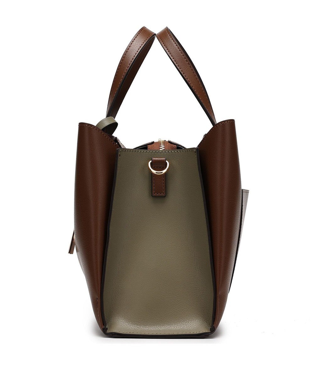 style code 【MERCURYDUO/マーキュリーデュオ】両アオリポケットサイド配色大開き開口 超軽量ハンドバッグ キーチャーム付 