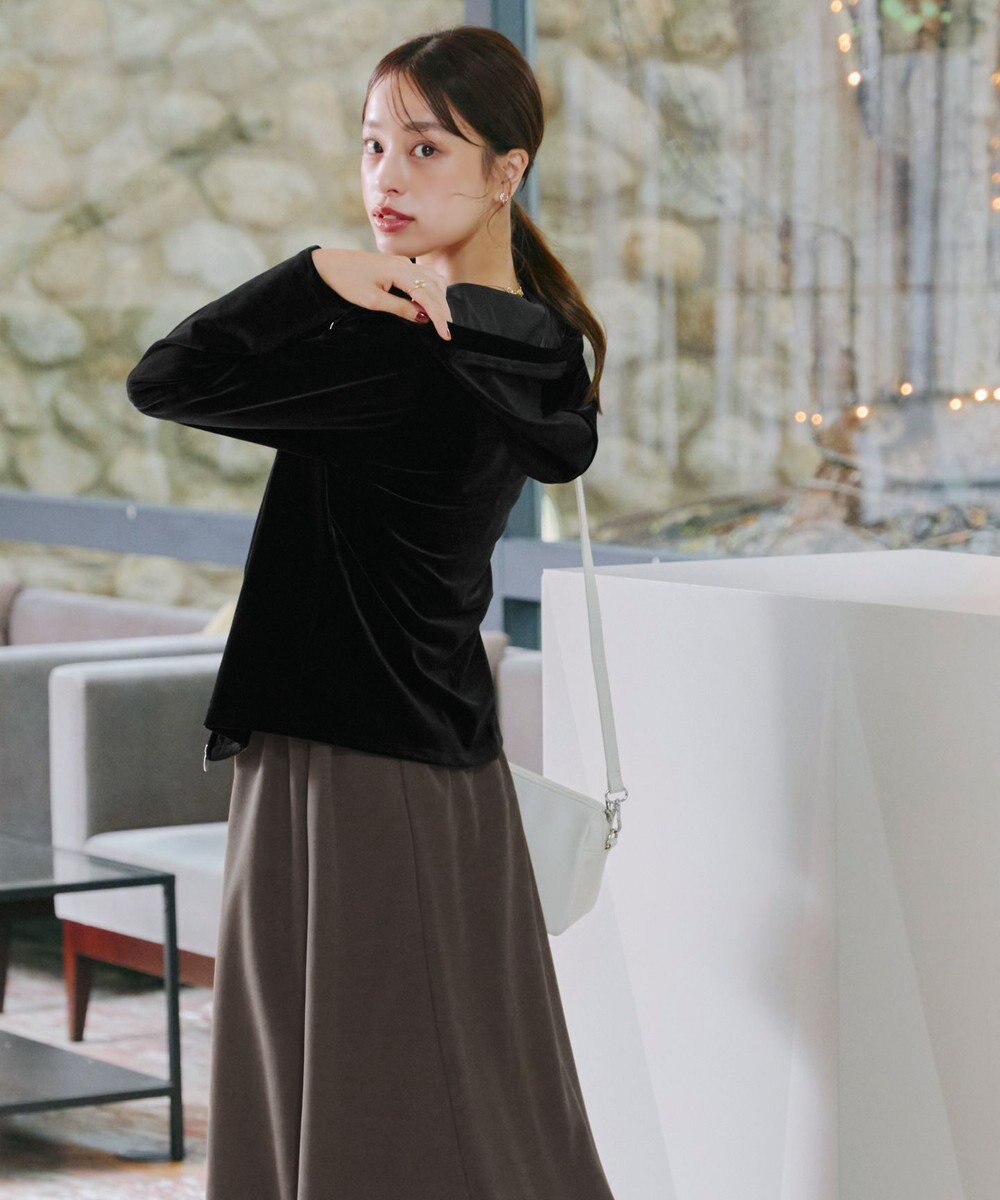 Tiaclasse L 【洗える】ベロアショートパーカー 