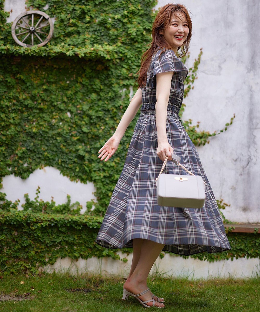 ANY SIS 【洗える】シアーチェック ワンピース 