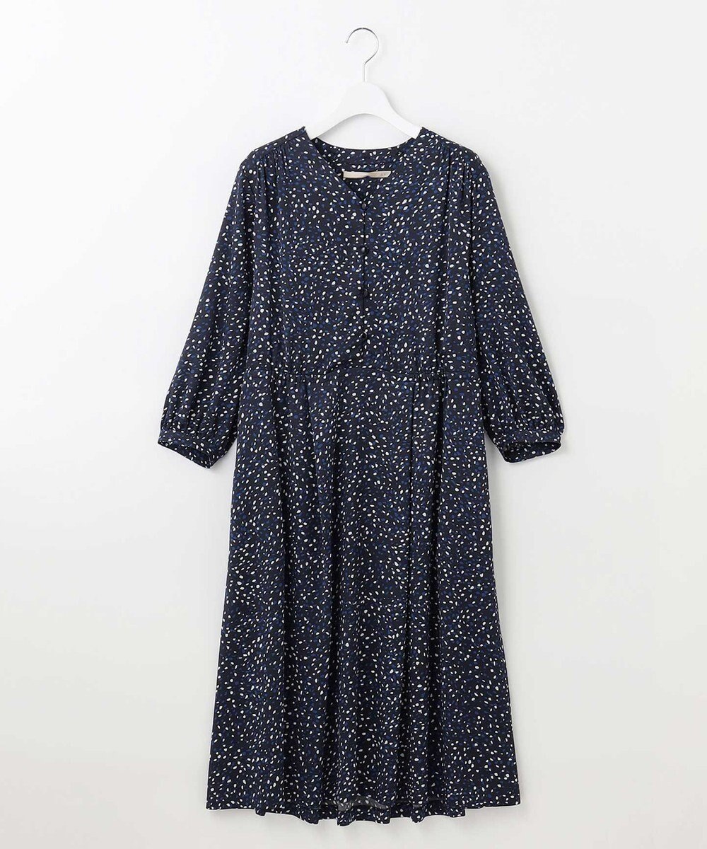 自由区 【XSサイズ～/洗える】フローイングドットプリント ワンピース 