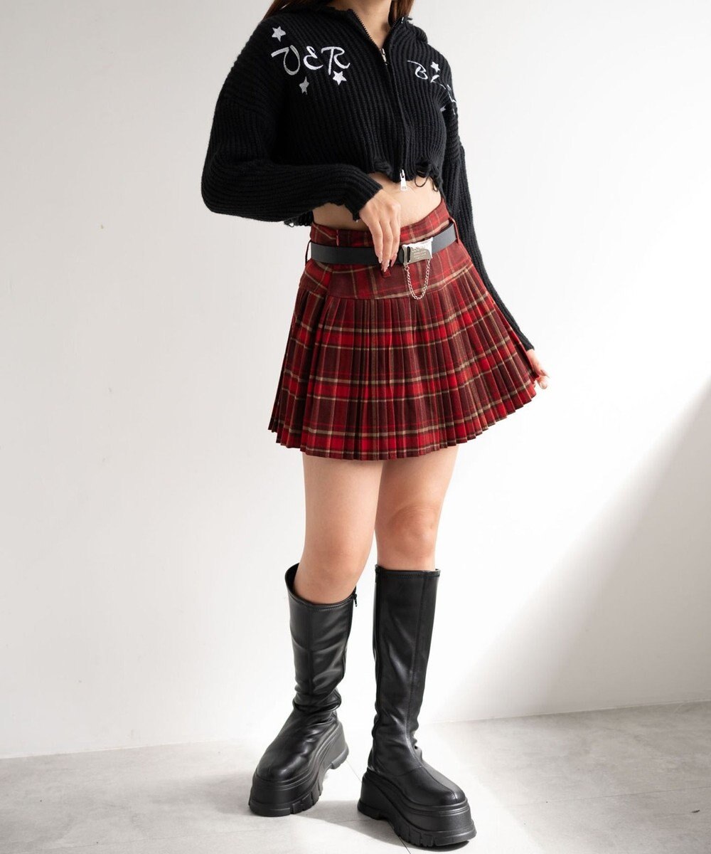 WEGO 刺繍ダメージニットWZIPパーカー 