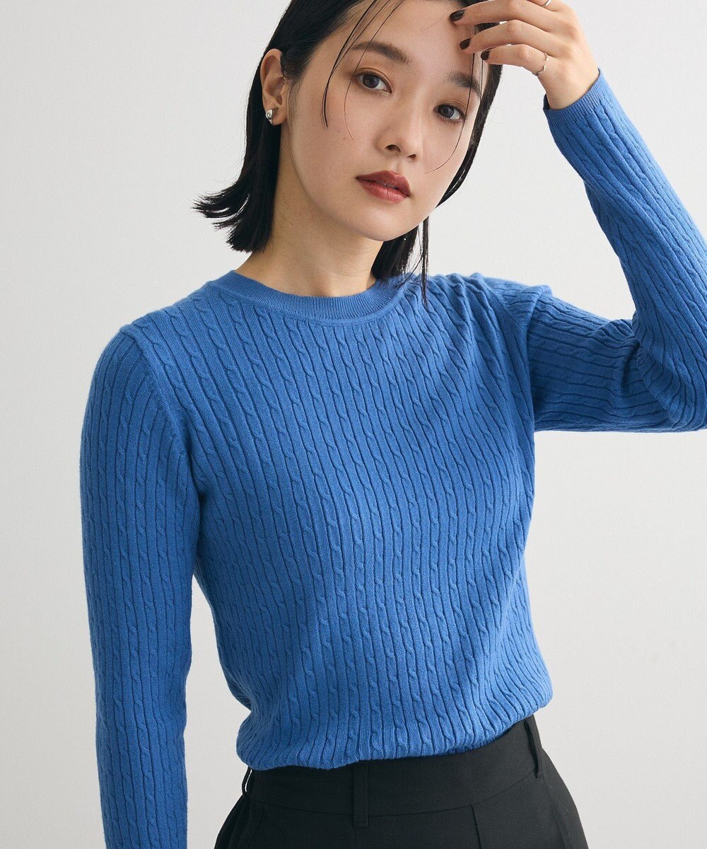 Green Parks プチケーブルクルーネックニットプルオーバー 