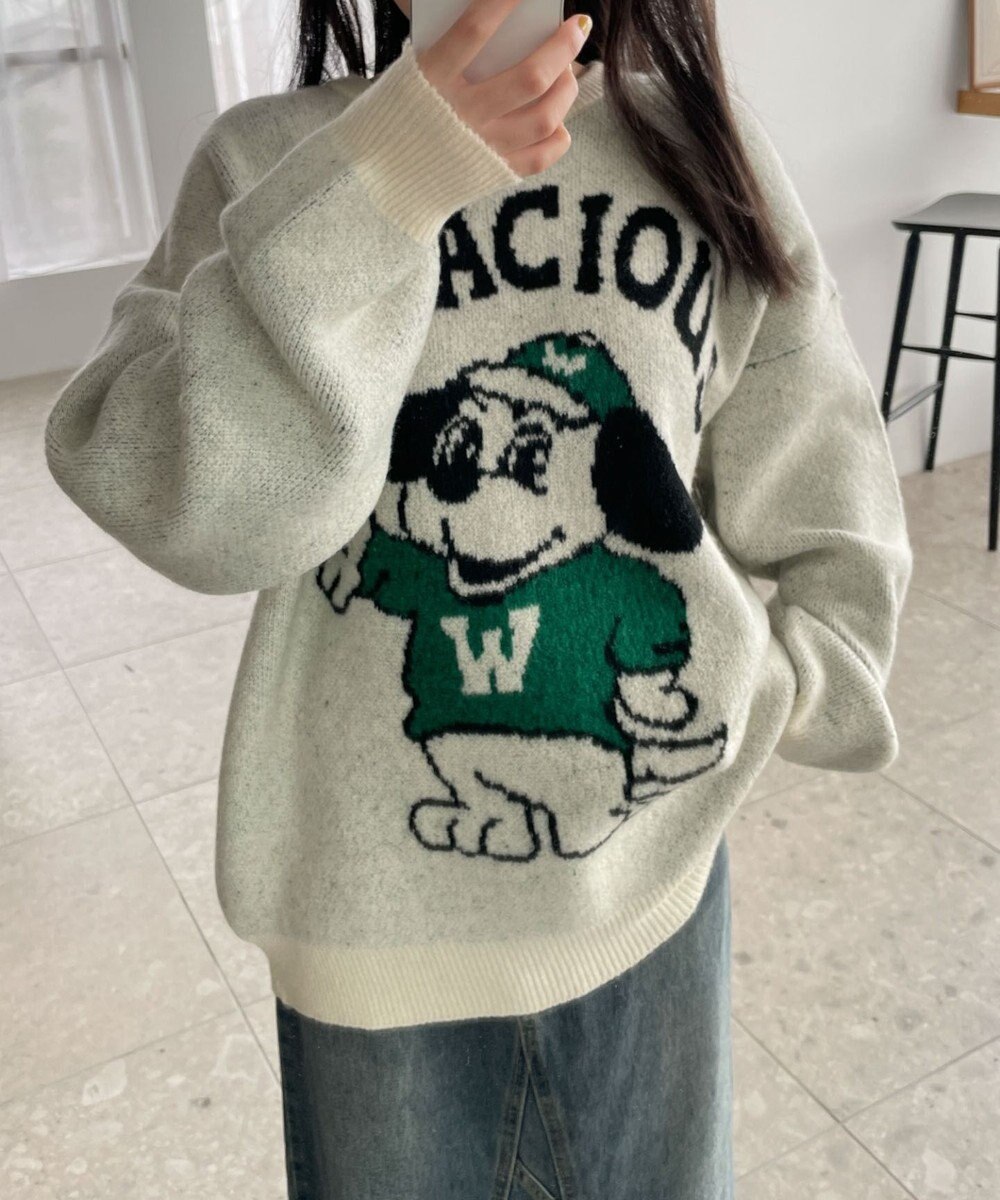 WEGO ファニーグラフィックフラッフィーニットプルオーバー 