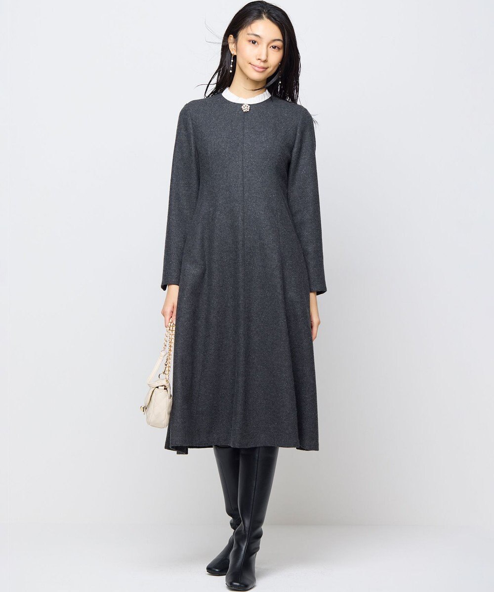 組曲 【2WAY】ラメフラノ フリル襟ワンピース 