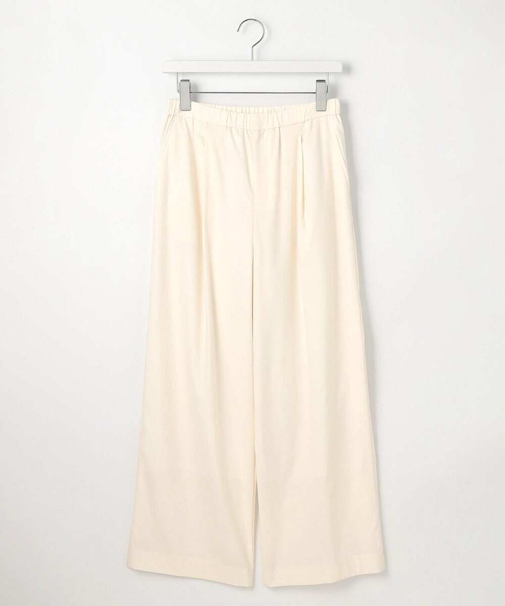 J.PRESS LADIES 【洗える】セルロースリネンストレッチ タックワイドパンツ 