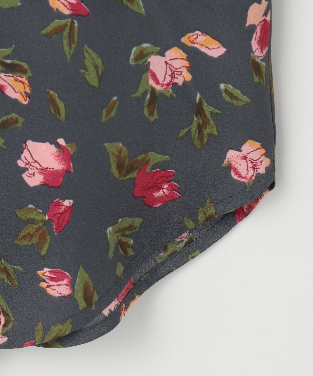 組曲 S カッティングローズプリント フリルブラウス 