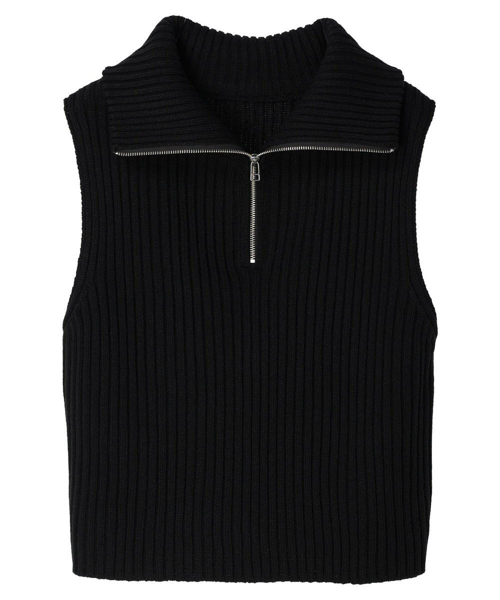 earth music&ecology ハーフジップニットベスト 