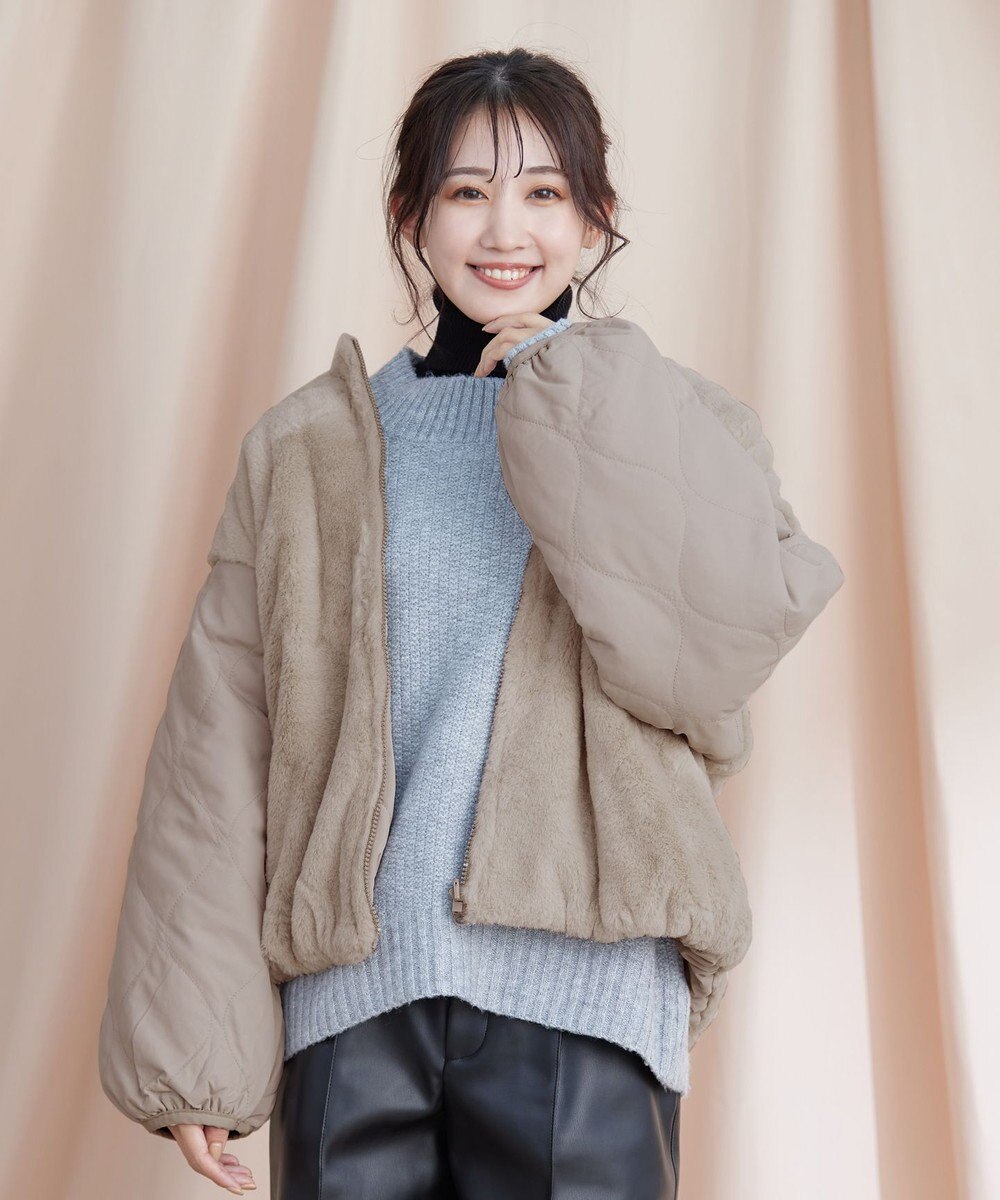 Tiaclasse 【リバーシブル】キルティングエコファー2WAYブルゾン 