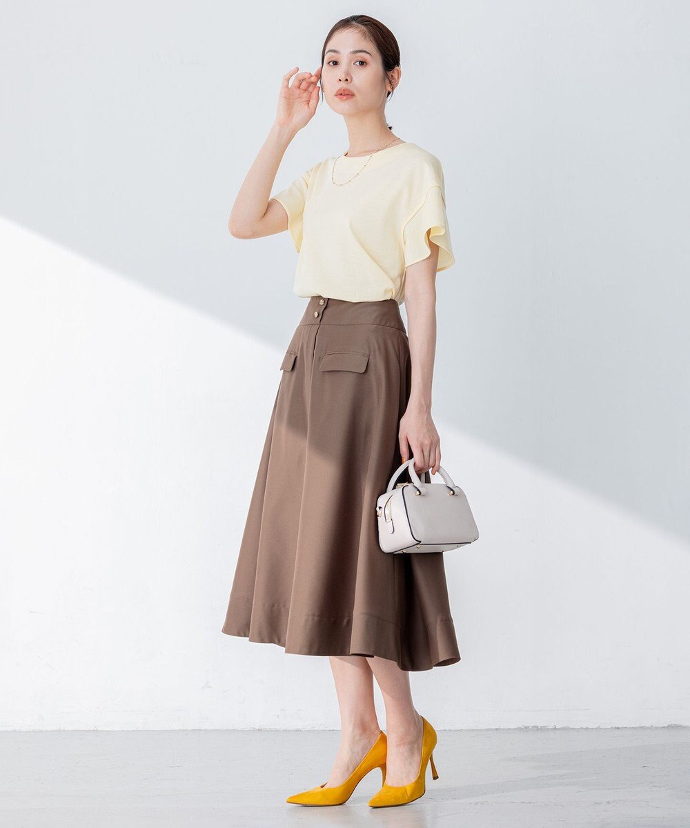 組曲 【洗える】シルケットポンチ フリルスリーブ カットソー 