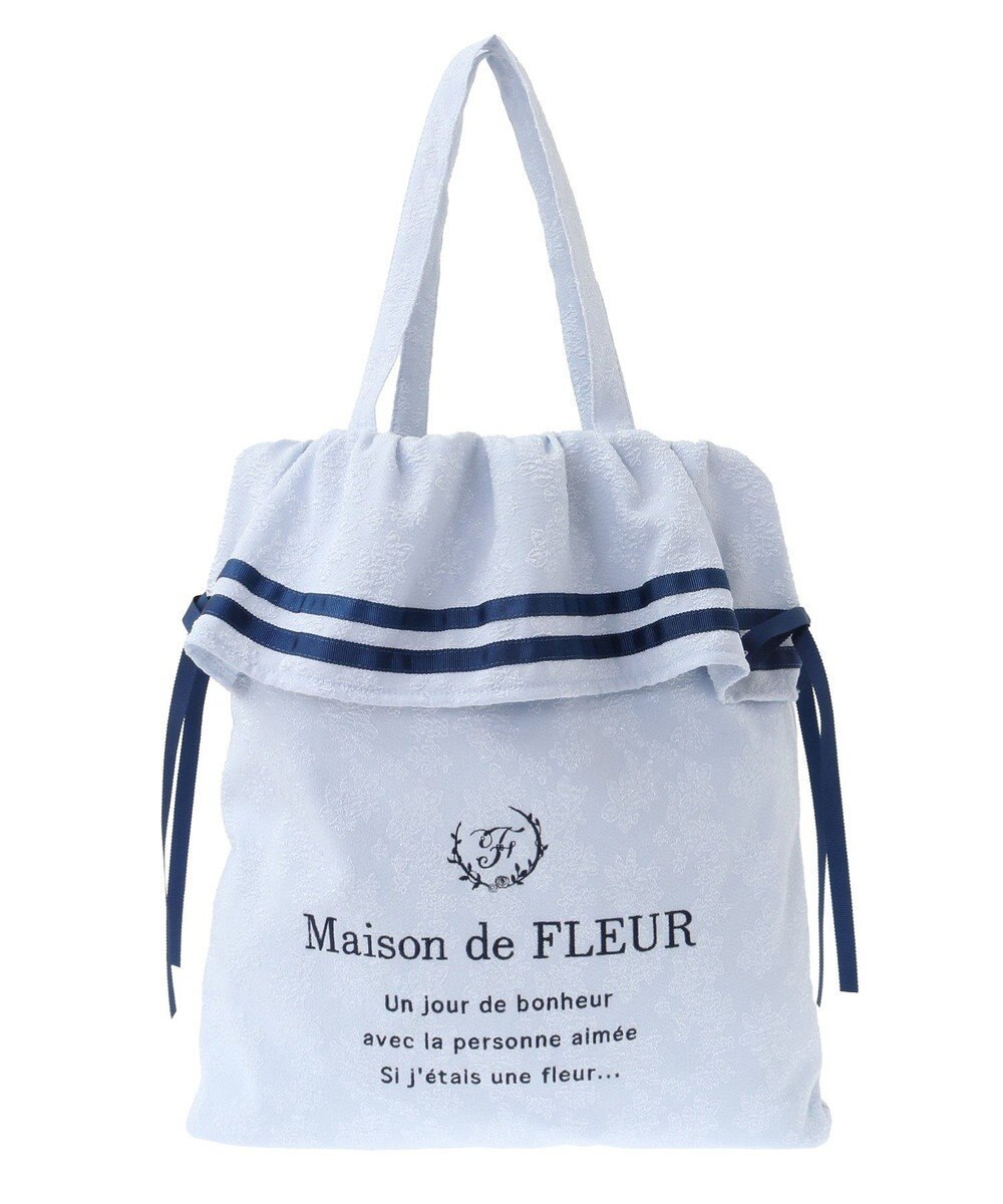 Maison de FLEUR ラインリボンジャカードトートバッグ 