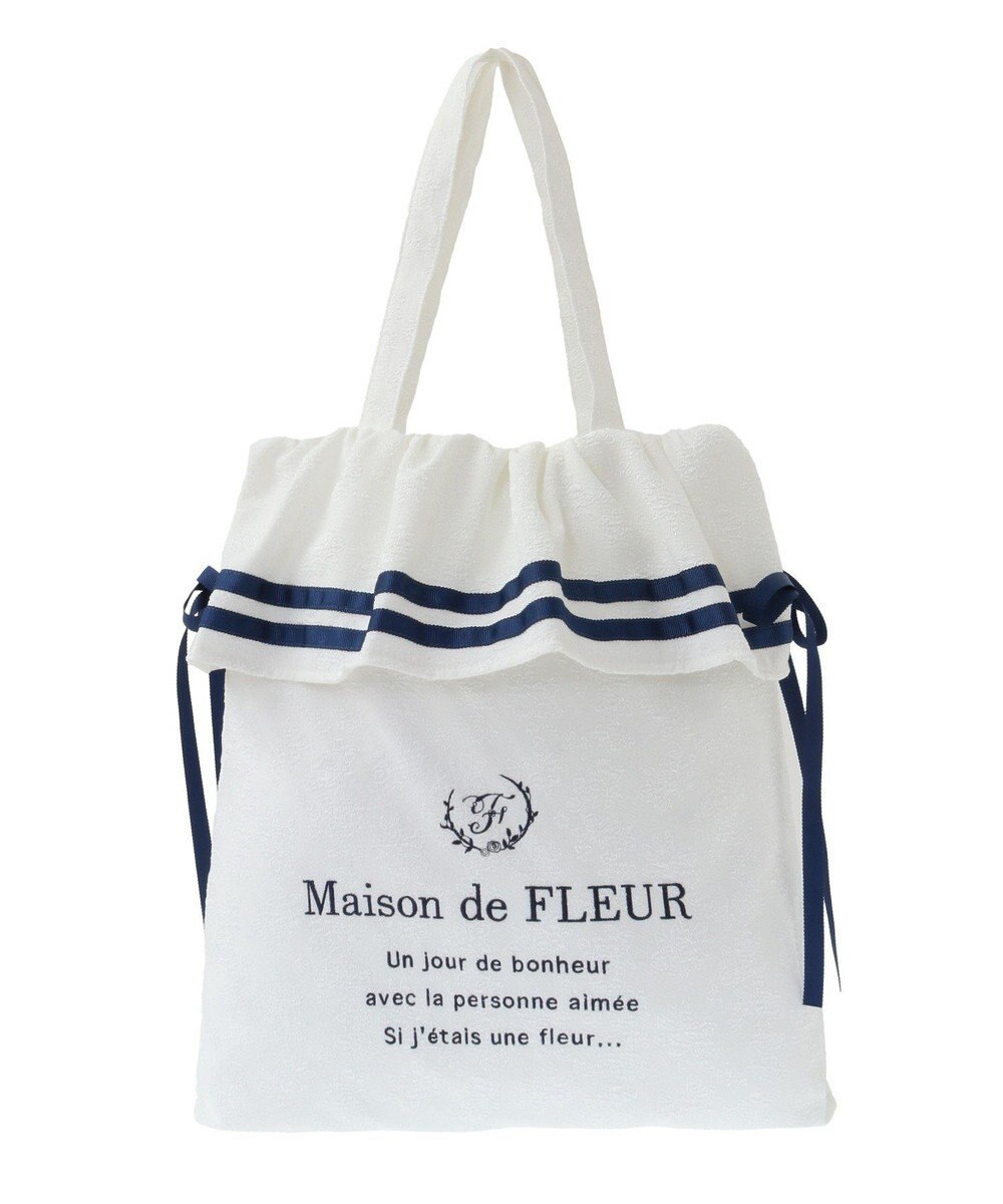 Maison de FLEUR ラインリボンジャカードトートバッグ 