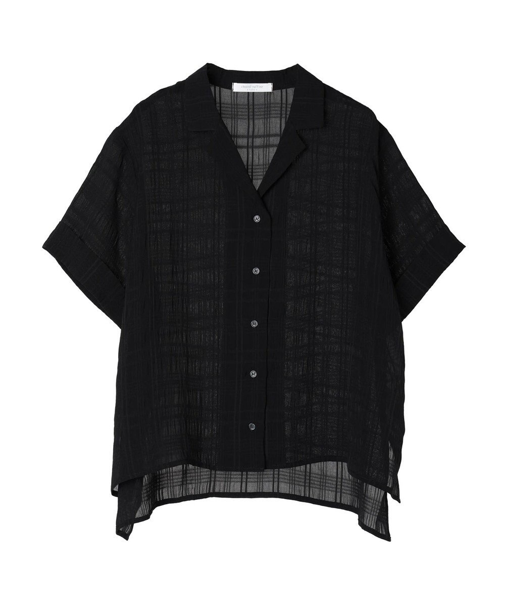 Green Parks シアーチェック開襟ブラウス 