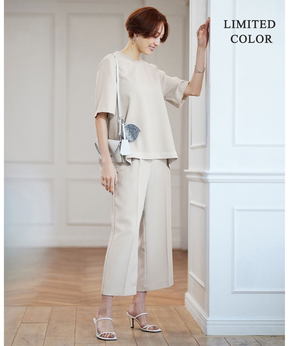 ICB 【WEB限定カラーあり】FluidBackSatin ワイドクロップドパンツ 