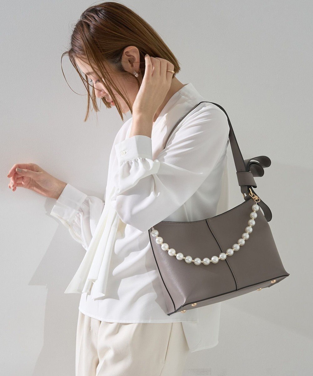 YECCA VECCA パールチャーム付きリボンベルトバッグ 