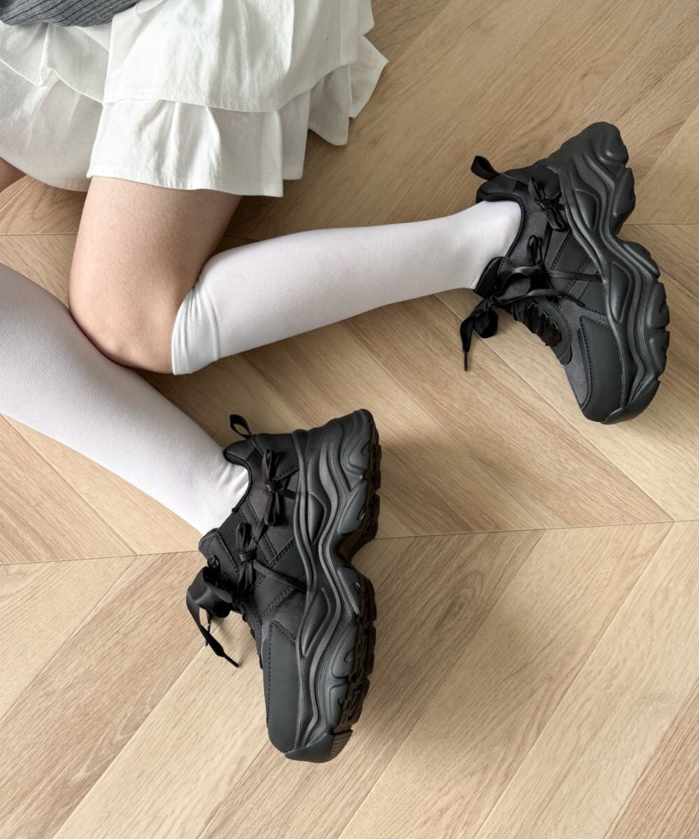 WEGO リボンデザイン厚底スニーカー 