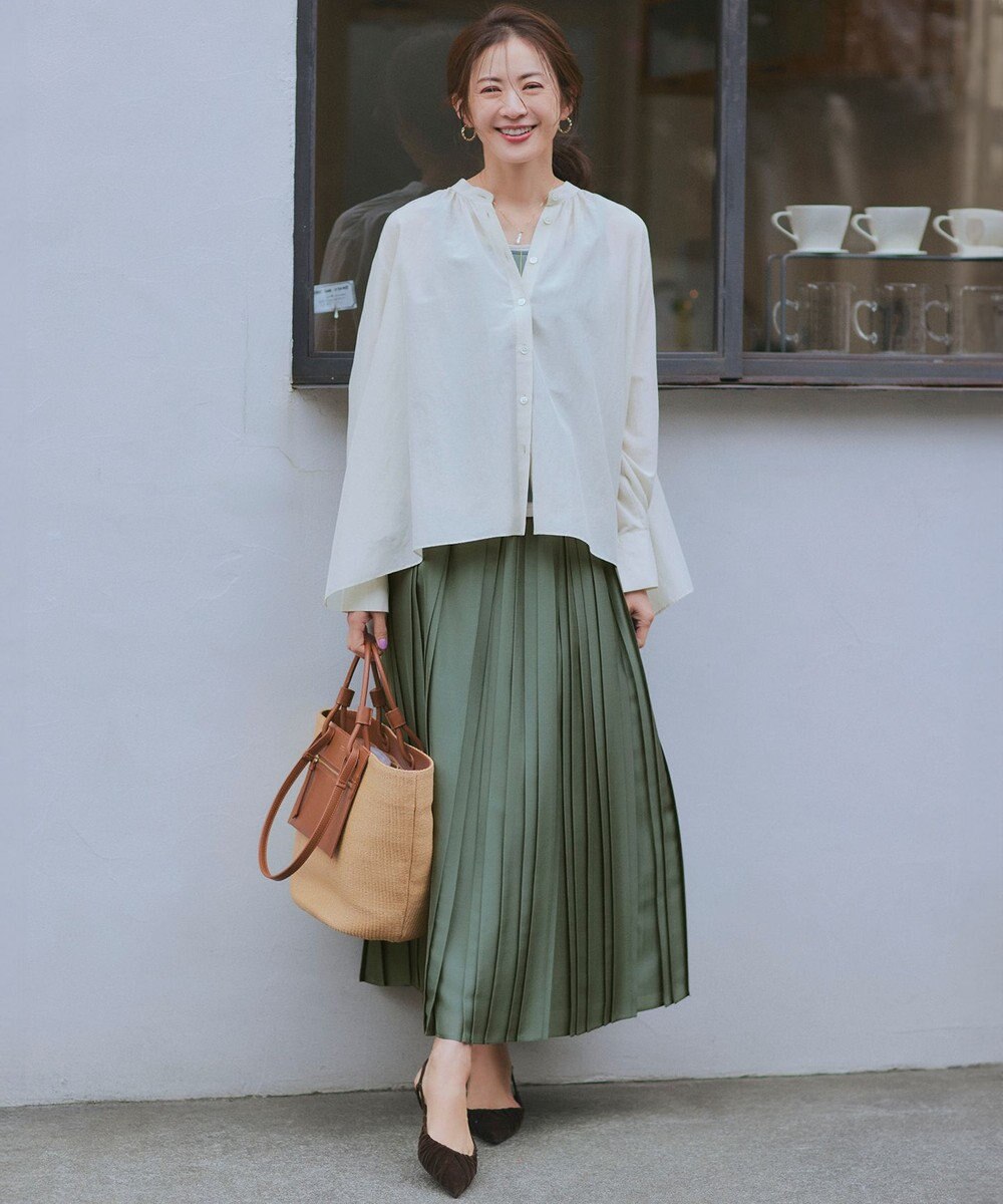 23区 【洗える】シアーコンビ プリーツ スカート 