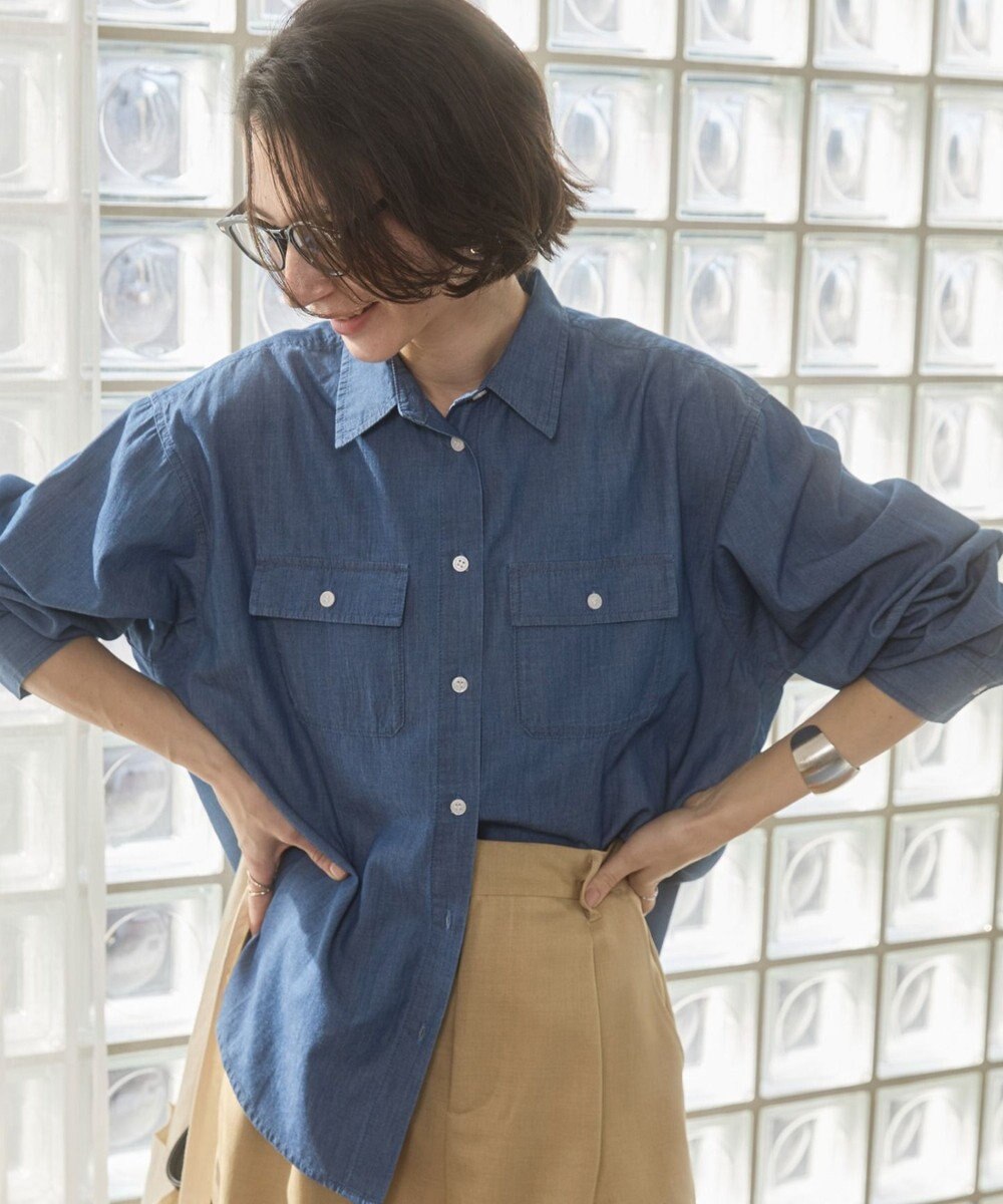 WEGO 【ANGIE VINTAGE】シアーデニムレギュラーカラーシャツ 