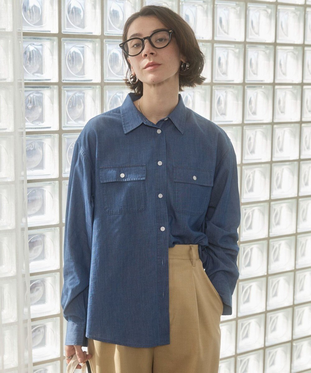 WEGO 【ANGIE VINTAGE】シアーデニムレギュラーカラーシャツ 