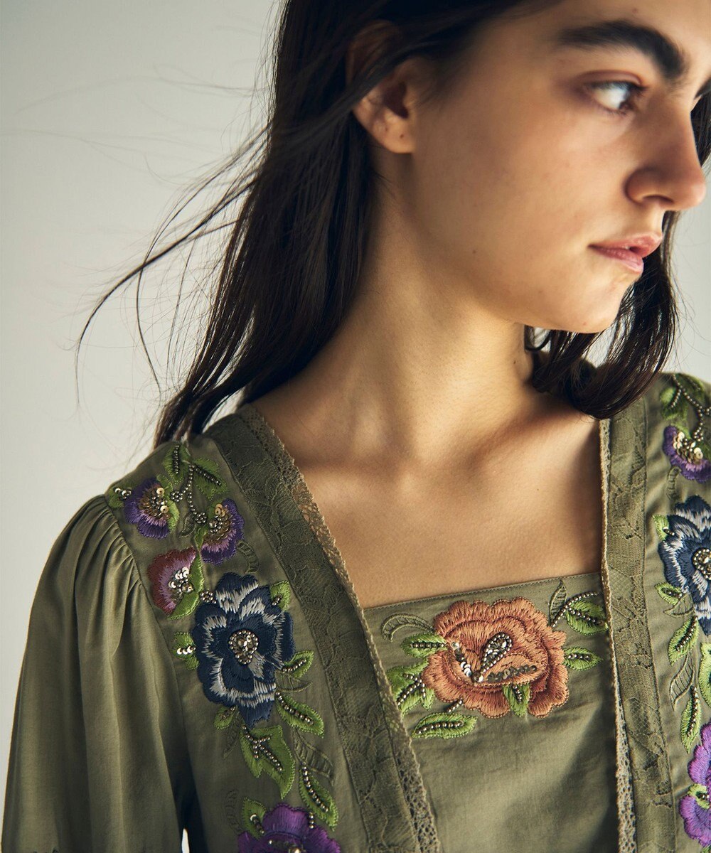 GRACE CONTINENTAL フラワー刺繍エスニックワンピース 