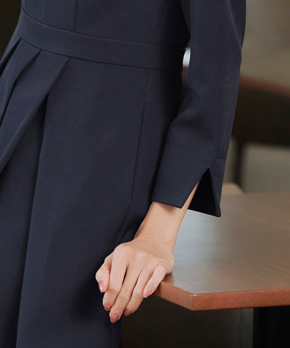 Tiaclasse L 【洗える】アシンメトリータックフレアワンピース 