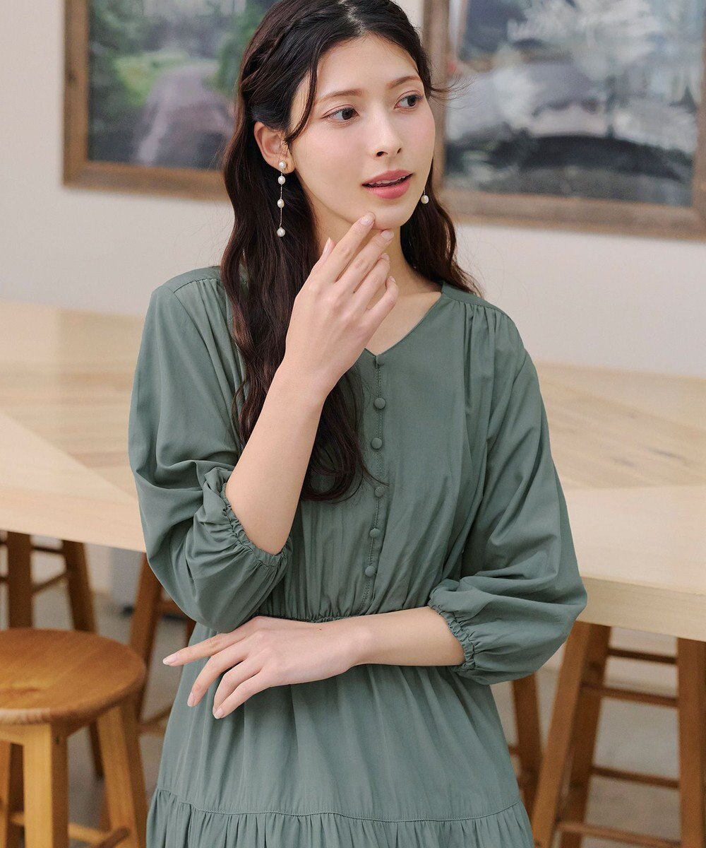 Tiaclasse 【2WAY・洗える】パフスリーブティアードマキシワンピース 