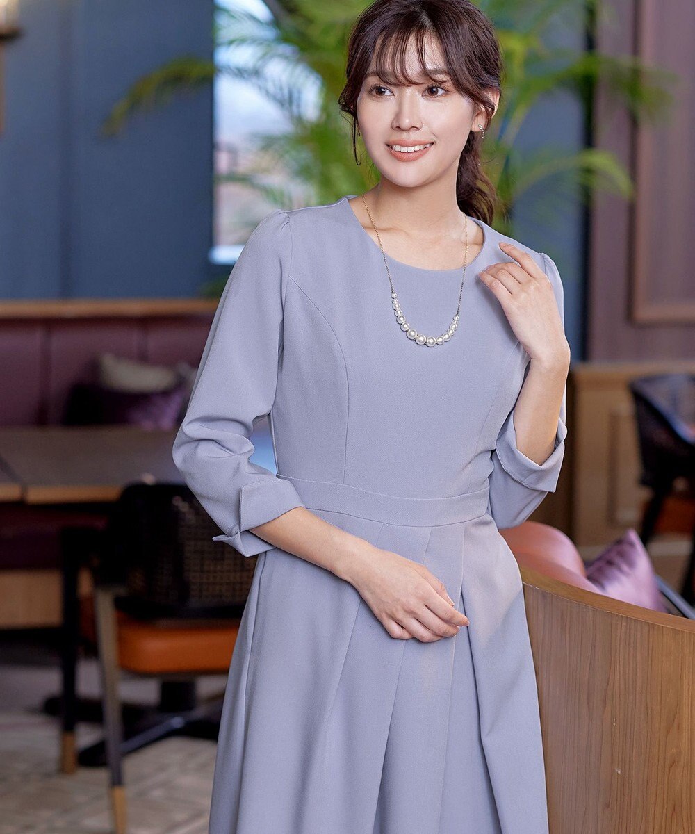 Tiaclasse L 【洗える】アシンメトリータックフレアワンピース 