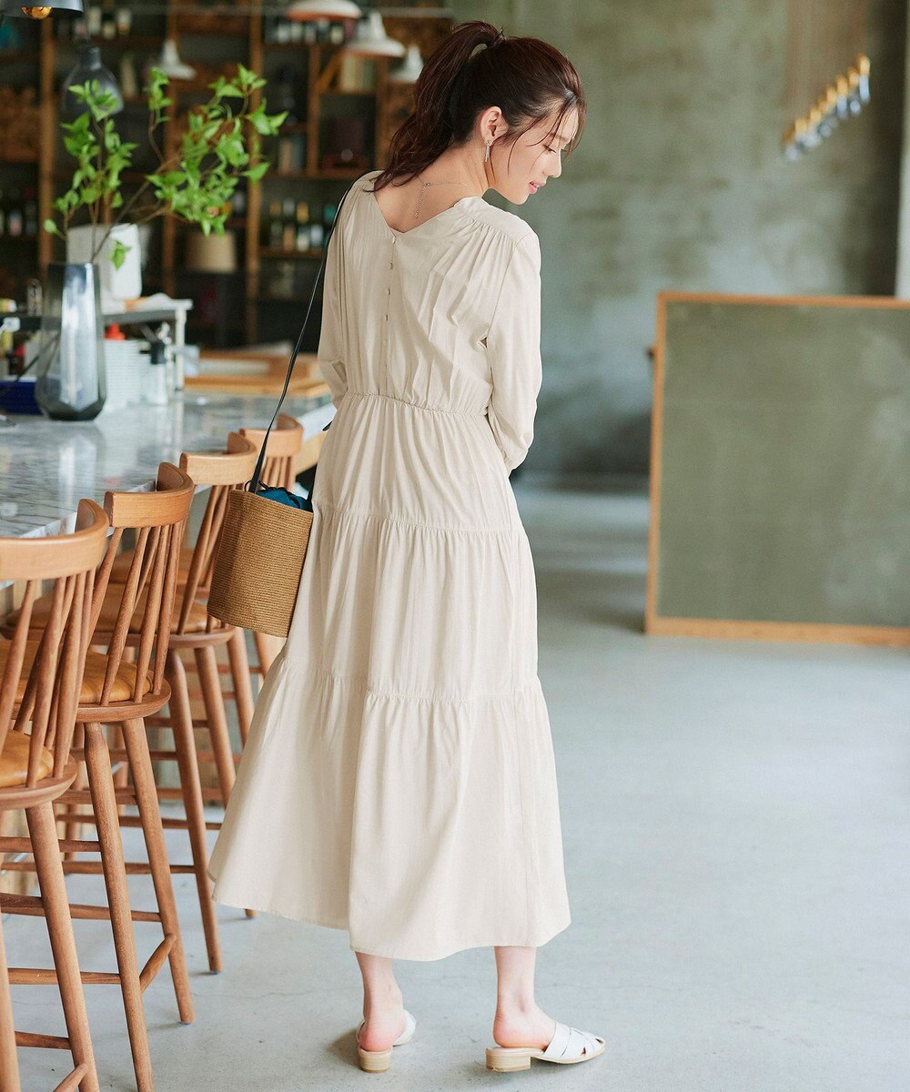 Tiaclasse 【2WAY・洗える】パフスリーブティアードマキシワンピース 