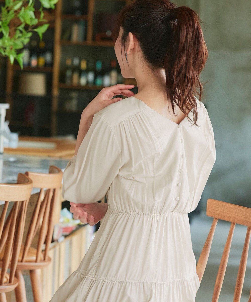 Tiaclasse 【2WAY・洗える】パフスリーブティアードマキシワンピース 