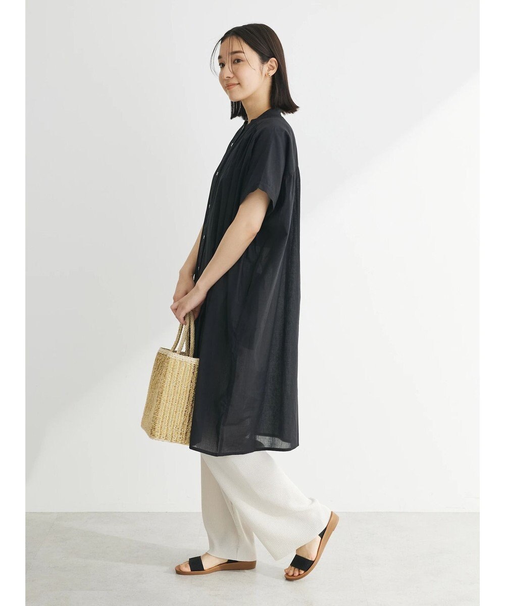 Green Parks インド綿　パイピングバンドカラーシャツチュニック 