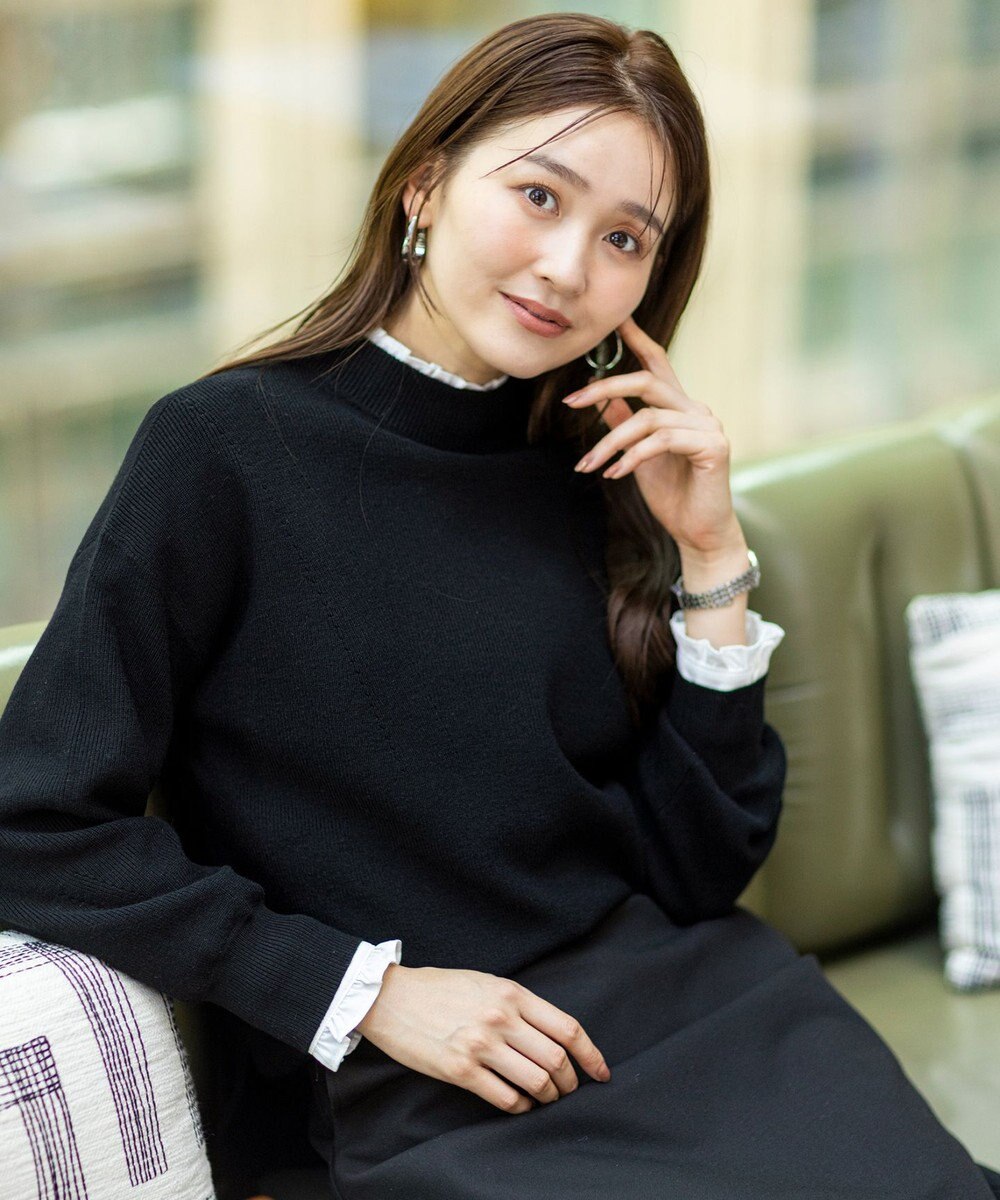 ANY SIS S CICA加工 ビューティ畔ボトルネック ニット 