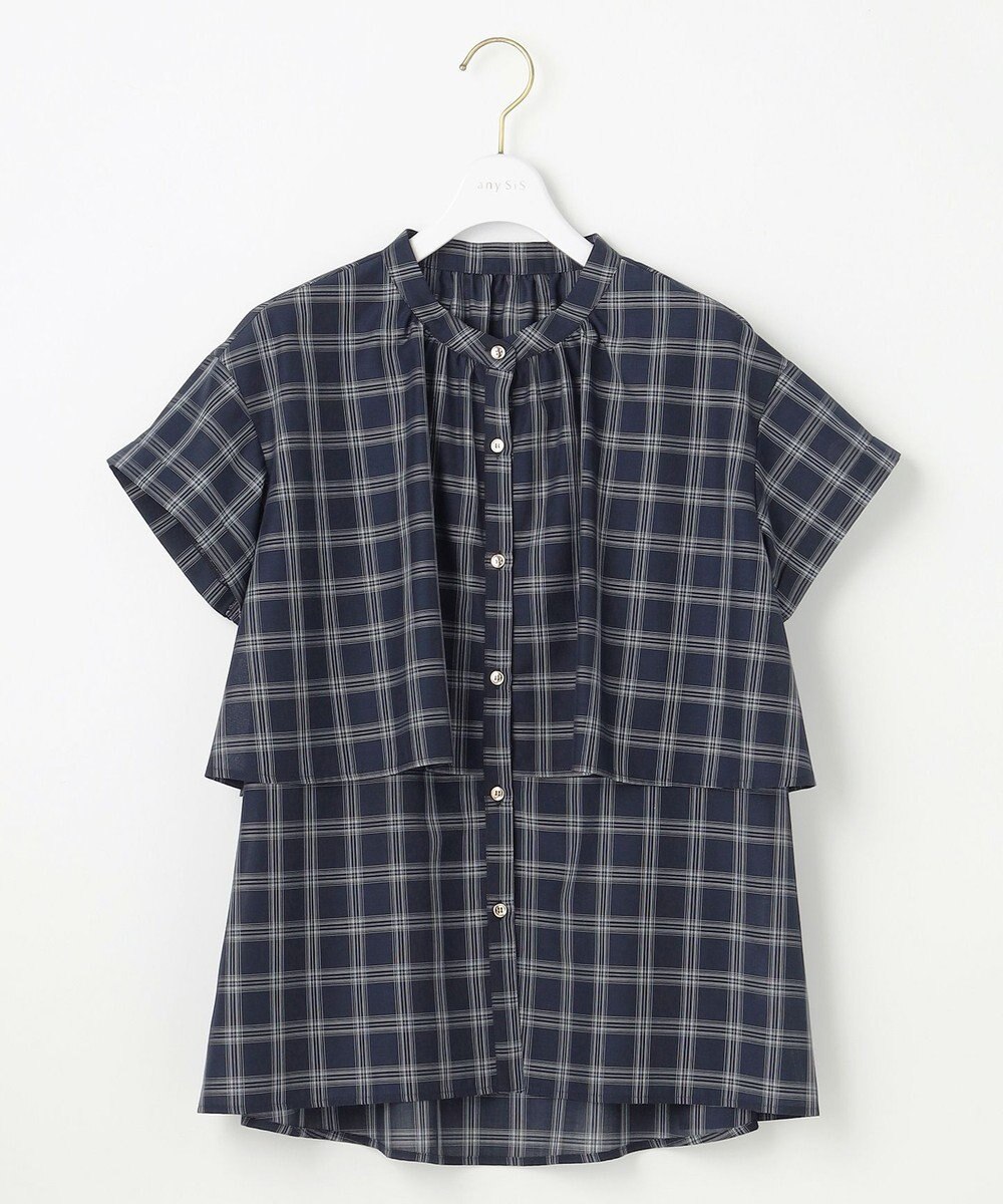 ANY SIS L 【洗える】バンドカラーレイヤード ブラウス 