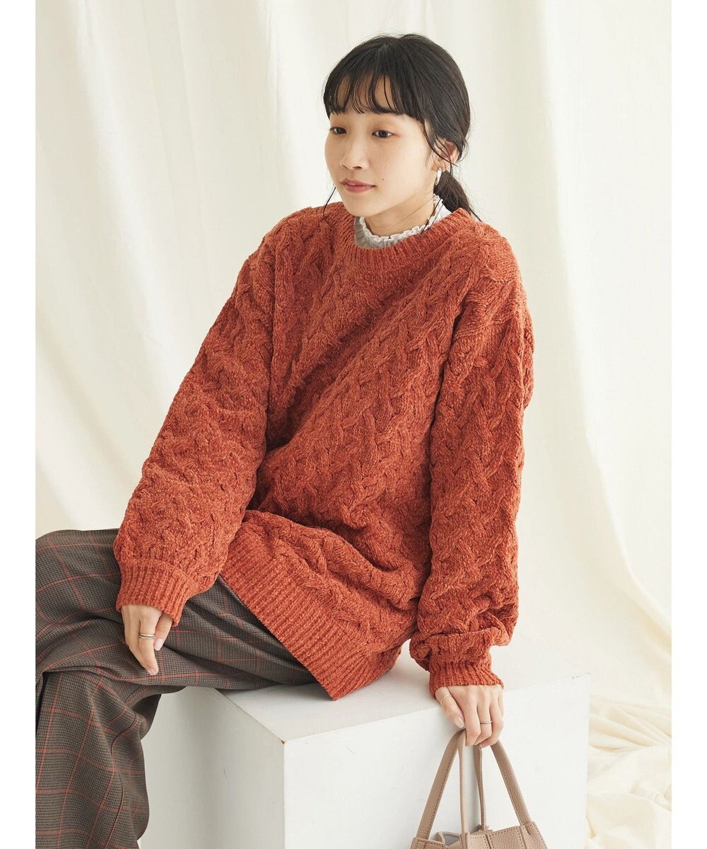 CRAFT STANDARD BOUTIQUE 洗えるモールケーブルニットチュニック 