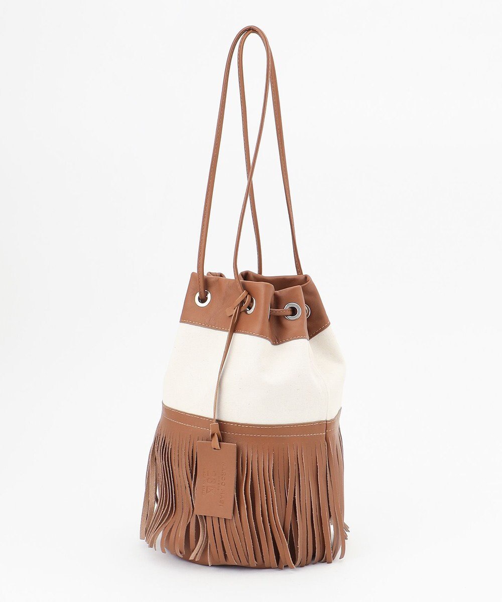 23区 MARCO MASI レザーキャンバスコンビ 巾着 バッグ 