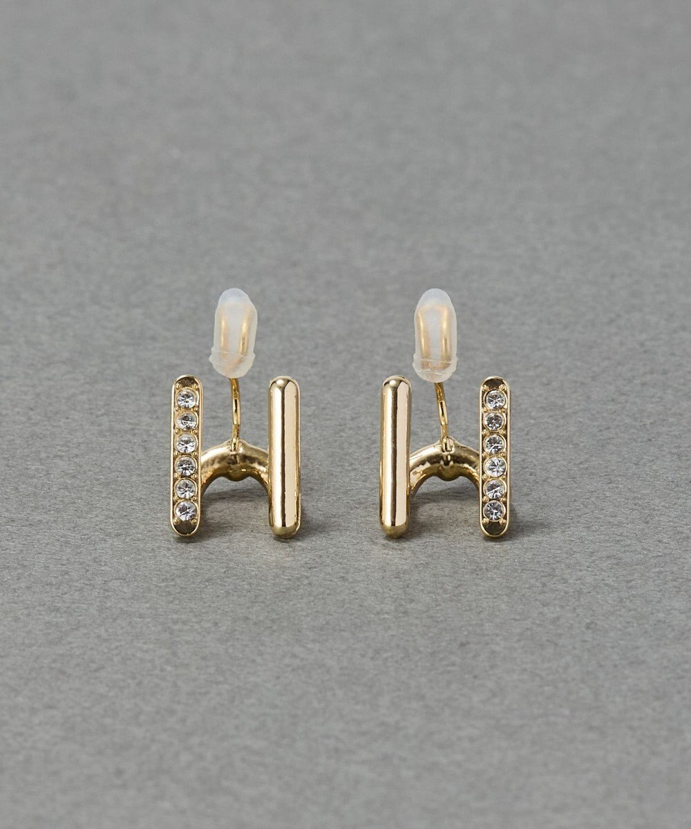 Phoebe 【痛くないシリーズ/金属アレルギー対応】ダブルラインビジューライトフィットイヤリング　ゴールド 