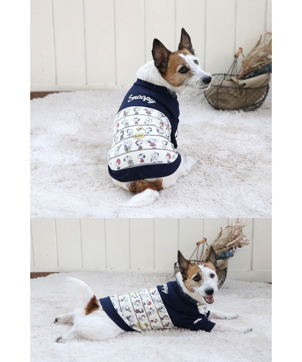 PET PARADISE スヌーピー パッチ付き 長袖 Tシャツ 《 ネイビー》【小型犬】 