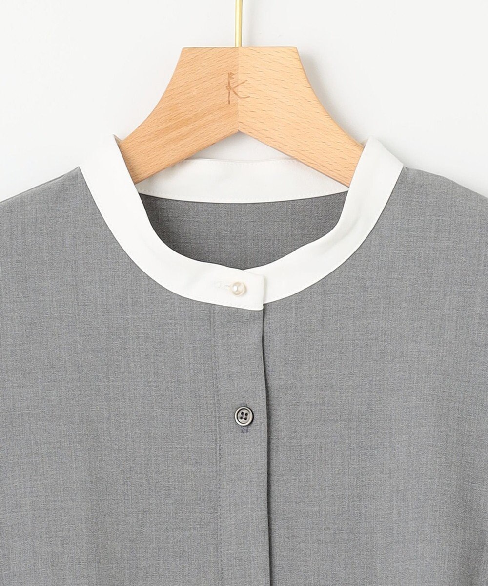 組曲 L 【KUMIKYOKU NAVY】ウーステッドライククロス シャツワンピース 