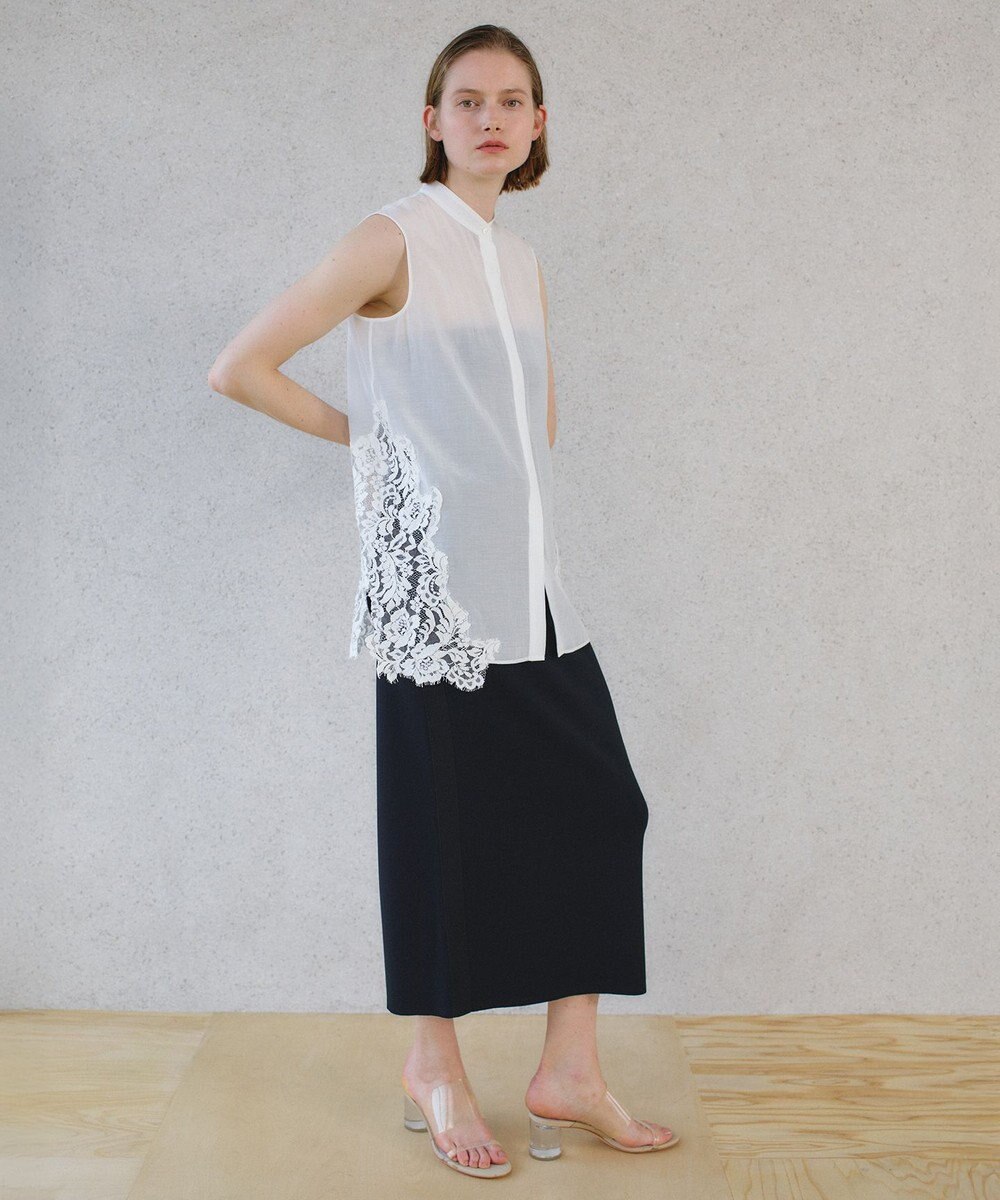 BEIGE， GALENA / レースコンビ シアーシャツ 