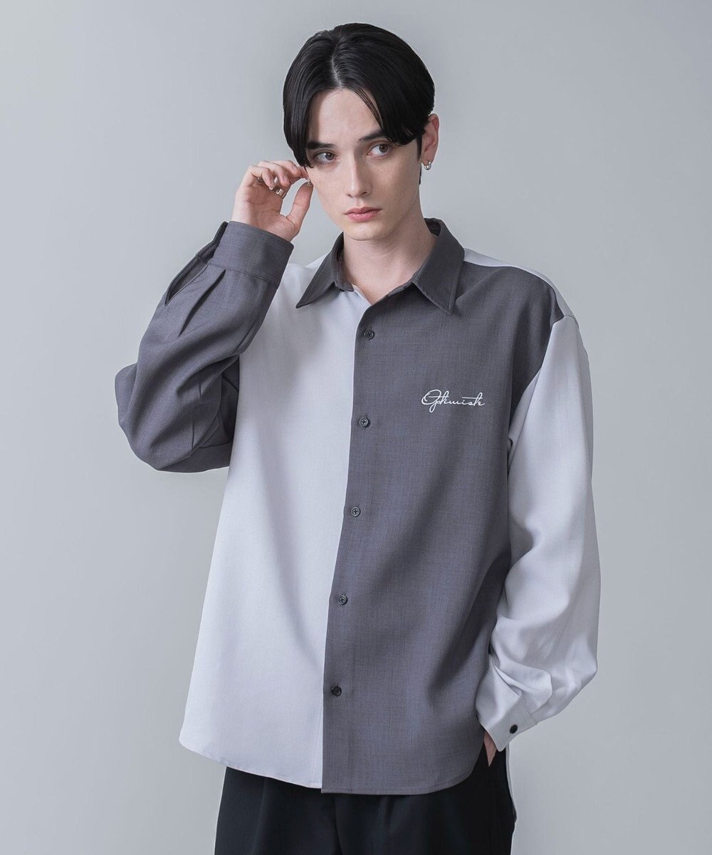 WEGO 【しわになりにくい】ドライポリカラーブロックシャツ（LS） 