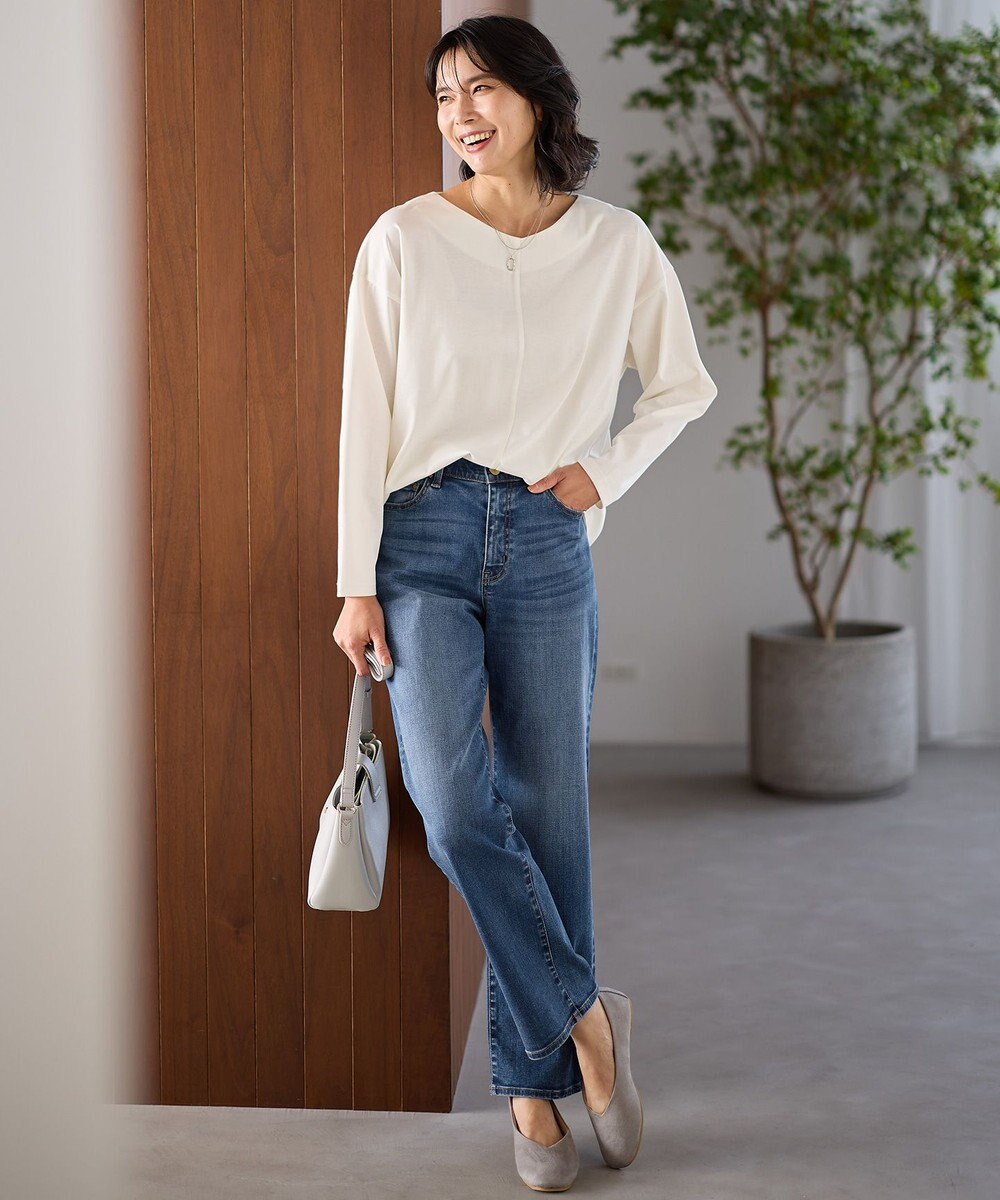 ANY 【洗濯機可】ジョーゼット裏起毛Vネックプルオーバー 