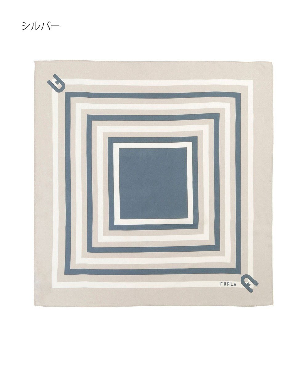 MOONBAT 【美人百花4月号掲載/シルク100%】フルラ (FURLA) スクエア柄 シルクプリントスカーフ 65cm×65cm 
