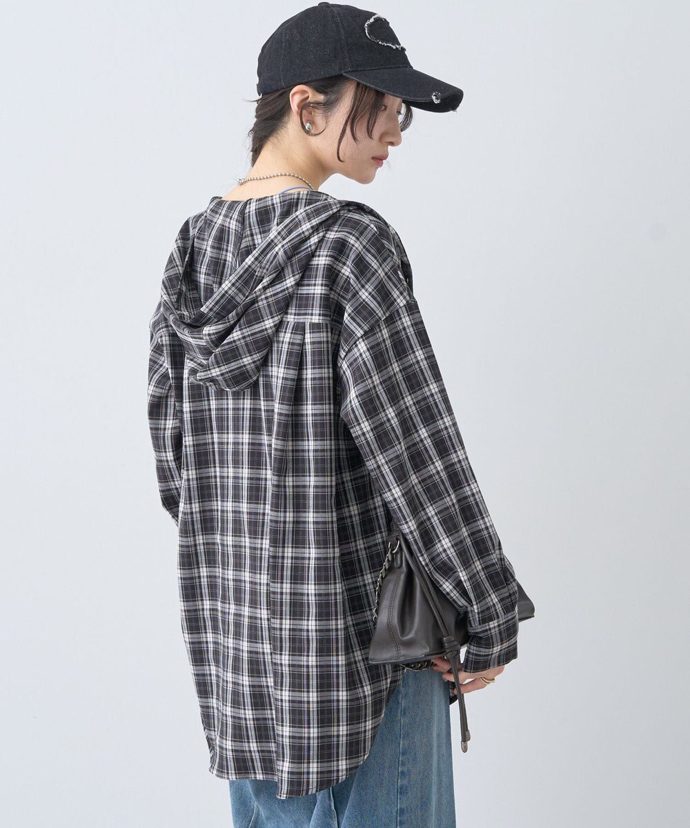 earth music&ecology フーディーチェックシャツ 