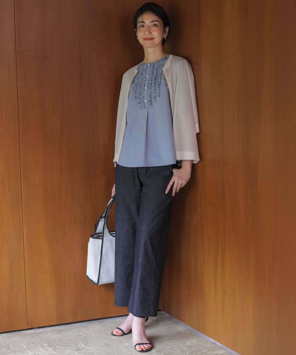J.PRESS LADIES ソフトシャンブレー ストレートパンツ 