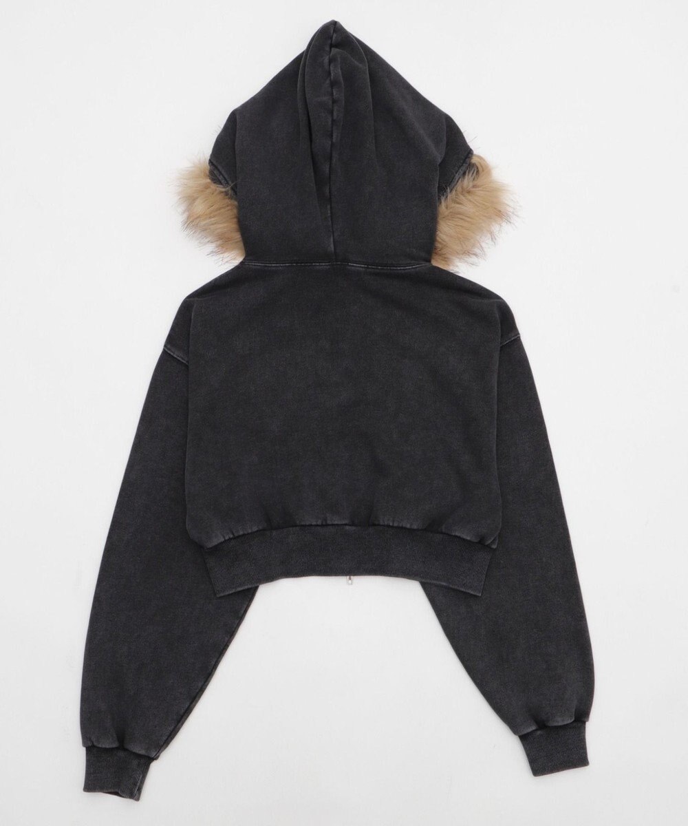 WEGO ファーフードショートZIPパーカー 