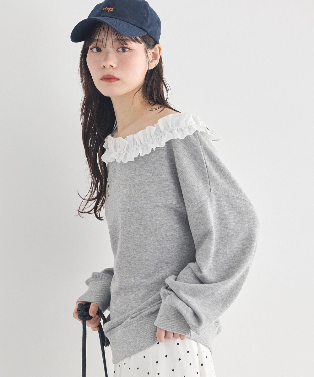 earth music&ecology フリルオフショルウラケスウェット 